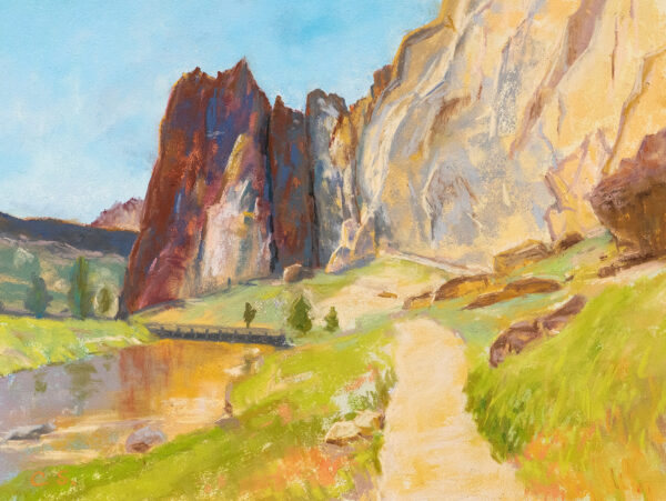 Nature Embrace at Smith Rock State Park in Oregon, 9"x12", Pastel on paper by Cindy Sun