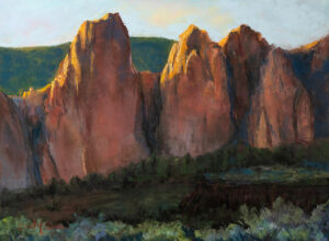 Warm Light Over Smith Rock, 12x16", Soft Pastel